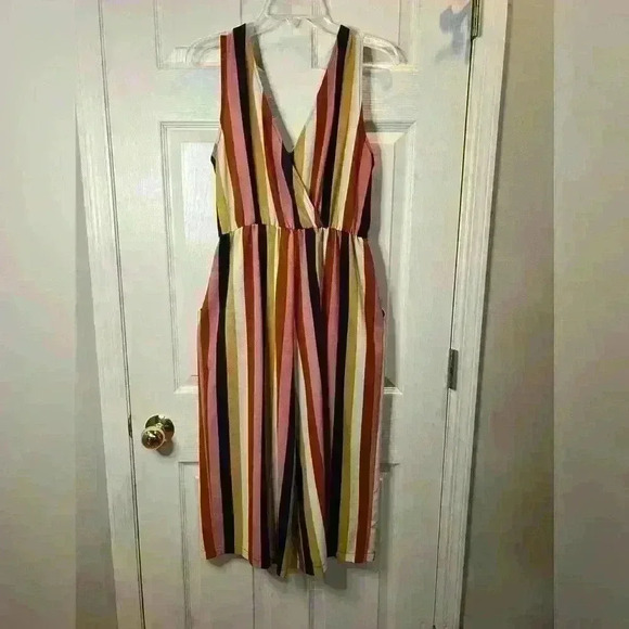 Lily Rose Women’s Striped, Wide Leg, Cropped Jumpsuit Romper - Picture 4 of 11